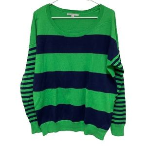 GAP BF Rugby Stripe Lush Green Women's 100% Cotton Sweater Size L NWOT